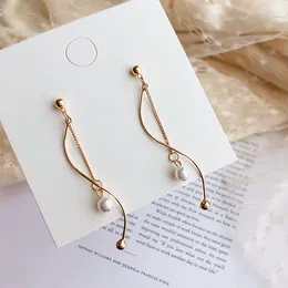 Dangle Earrings Fashion Long Tassel Simulated Pearl Drop For Women Girl Wave Earring Geometric Brincos Bijoux Wholesale