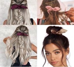 16pcslot Cute Bunny Ear Girl Hair Rope Scrunchie Bowknot Elastic Hair Band for Women Bow Ties Ponytail Holder Accessories7884404