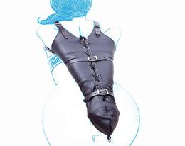 Bondage BDSM Restraints Role Play Hands Wrists Arm Leg Binder Hood PU Leather Tight Single Glove Adult Costumes Slave Sex Toys Y042873998