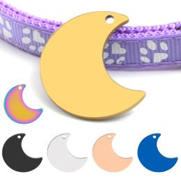 Tags 20Pcs Personalised Dog Cat ID Tag Antilost Pet Collar Plates Accessories Engravable Coloured Moon Nameplate Pendant Charms