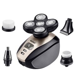 Kemei 5 in 1 Electric Shaver Men Nose Washable 4D Floating Blade Head Shaving Beard Trimmer Nose Hair Cutter Razor2173906