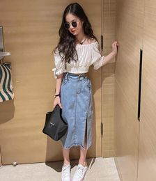 Clothing Sets Teen Girls Denim Skirts Clothes Set Summer Shouldless White Shirt Fashion Outfits For Size 8 10 12 13 14 GirlClothin4597886