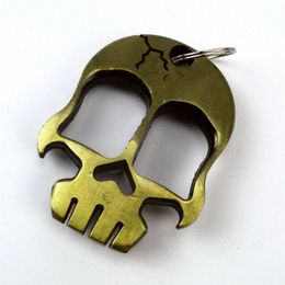 Demonic Skull Self Defense Keychain Creature Feature 100% Pure Brass Knuckles Design Paperweight Accessory