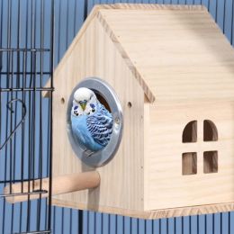 Nests Bird Breeding Box Hanging Wood Nest Parrot House Cage Mating Box for Lovebird