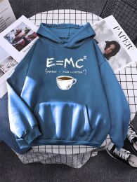 Sweatshirts Hoodies E=Mc Coffee Personality Print Hoody For Women Harajuku Aesthetic Hoodie Warm Womens Fleece Oversized Sweatshirt Female