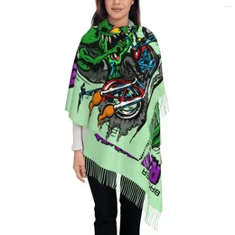 Scarves Anime Cartoon Rat Fink Tassel Scarf Women Soft Shawls Wraps Female Winter