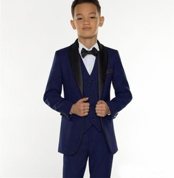 2019 Custom Made Boy Formal Wear Children Tuxedos Peaked Lapel 3 Pieces Kids Wedding Party Suits JacketPantsVest9178324