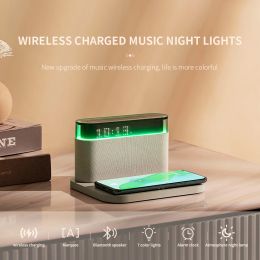 Speakers S26s Wireless Chargers with LED Digital Alarm Clock RGB Marquee Bluetooth Speaker Adjustable Lamp Multifunction Desktop Charger