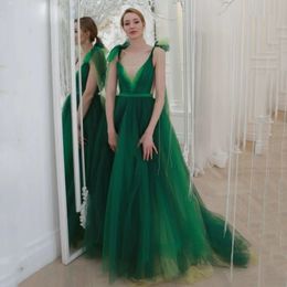 Sexy Green V Neck Evening Dresses Spaghetti Strap A Line Prom Dress 2024 Colourful Vestidos De Fiesta