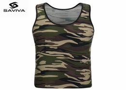 Whole 2017 SAVIVA Men Tank Top Cotton High Quality Oneck Striped Tee Camo Army Green Sleeveless for whole Camouflage Tan2241238