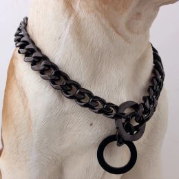 Collars 15mm Strong Metal Dog Chain Collar Stainless Steel Pet Training Choke Collar for Big Dog Pitbull Bulldog Silver Gold Show Collar