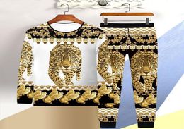 Men039s Tracksuits 2021 Autumn And Winter LongSleeved TShirt Male 3D Tiger Print Casual Hiphop Pants Chinese Style Dragon Su5746505