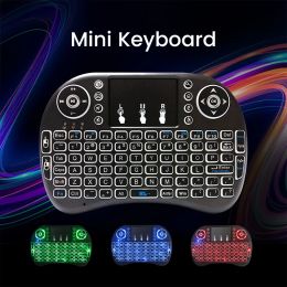 Keyboards I8 Mini Wireless Keyboard Backlight English Russian 2.4G Air Mouse Remote Touch Pad Wireless Keyboard For Android TV Box PC