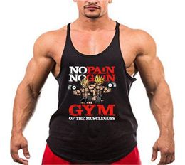 Bodybuilding Stringer Tank Tops Men Anime funny summer Tops No Pain No Gain vest Fitness clothing Cotton gym singlets7017416