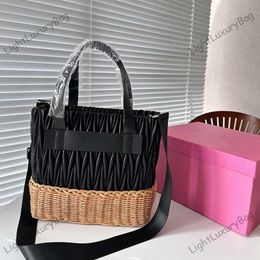 Fashion Holiday Beach Bag Top Quality Shoulder Bag Luxury Designer Black Handbag Casual Bamboo Woven Small Fresh Bag Wicker Crossbody Bag