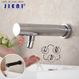 Bathroom Sink Faucets JIENI matte black lava bathroom faucet wall mounted sensor faucet automatic hands-free touch sensor basin sink cold water faucet Q240301