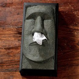 Tissue storage box creative Head Facial Tissue Box Holder Cover Dispenser Face Easter Island Retro Home Organisation case #C Y2003334D