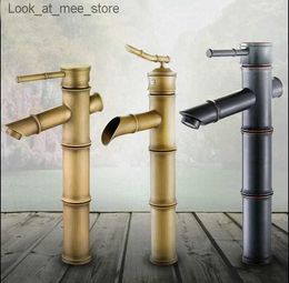 Bathroom Sink Faucets Antique brass black decorative bathroom basin hot and cold mixer faucet high-quality waterfall faucet Q240301