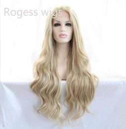 Natural look vintage blonde wig long loose wave wigs synthetic lace front wig heat resistant Synthetic Hair95678762941896