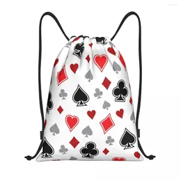 Shopping Bags Casino Poker Chips Pattern Drawstring Bag Women Men Foldable Gym Sports Sackpack Card Storage Backpacks