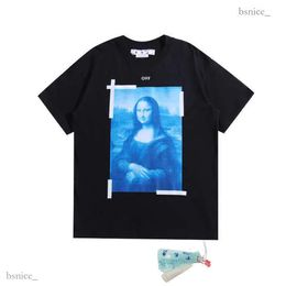 Mens T-shirts Xia Chao Brand Ow Off Mona Lisa Oil Painting Arrow Short Sleeve Men and Women Casual Large Loose T-shirt 139