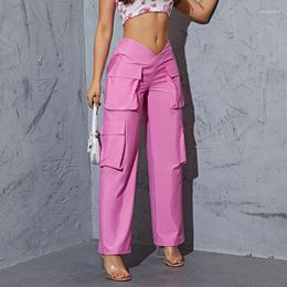 Women's Pants Women Low Waist Wide Leg Black Shiny Fuchsia Satin Straight Long Palazzo Casual Trendy Trousers Spring Autumn