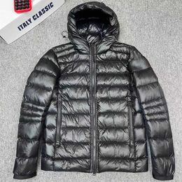 Men Black Crofton Down Jacket Lightweight Designer Coat Slim-fit Recycled Nylon-ripstop Hooded 2XL 1 1PMF XEJS