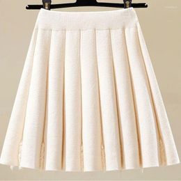 Skirts Short Skirt Women Autumn And Winter 2024 Half High Waist A-line Knitted Elastic Umbrella Female