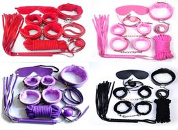 Bondages 7Pcsset Bondage Kit Set Fetish BDSM Roleplay Handcuffs Whip Rope Blindfold Ball Gag BlackRedPinkPurple Slave Bondage 4804425