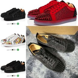 Shoes Red Designer shoes casual shoes 'Mens Casual Shoes Red Bottoms Womens Fashion Sneakers Splike Low Black red White Cut Leather tripler Vintage Luxury Trainers