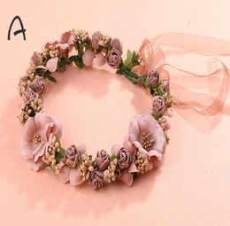 Vendita di accessori da sposa Fasce per capelli da sposa con fiori di seta economici su misura per l'estate, ghirlande da sposa colorate6421988