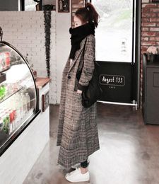 Plaid Blazers And Jackets Suit Ladies Autumn New Woollen Coat Female Long Section Slim Tartan Coat Female Blazers9035331