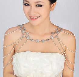 Ribbon Chain Shoulder Wedding Bridal Princess Crystal Rhinestone Body Jewerly Beaded Wedding Accessory Necklace Jewelry Set4486893