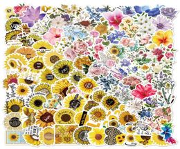 100pcsLot Flowers Stickers For Laptop Skateboard Notebook Luggage Water Bottle Car Decals Kids Gifts4680836