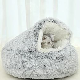 Mats Pet Bed Winter Soft and Comfortable Warm Shell Semienclosed Cat Mattress Nest Cute Pet Dog Bed Kennel Cat Sleep Bag Cushion