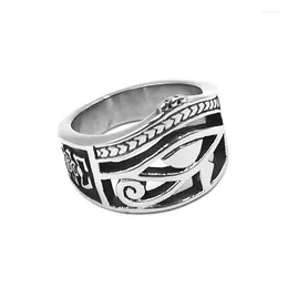 Cluster Rings Egyptian Eye Of Horus Ra Udjat Amulet Ring Stainless Steel Egypt Pharaoh Eyes Biker Mens Women Wholesale 828B