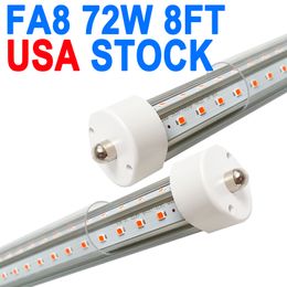 8Ft T8 LED Tube Light 6500K for Garage Daylight White 72W (Replace 300 Watt Fluorescent Tubes) Double-Ended Power Single Pin FA8 Base Ceiling Linkable crestech