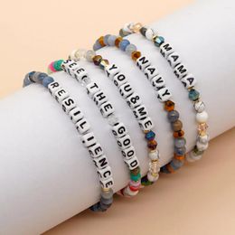 Link Bracelets Selling Cross-border Bohemian Style Bracelet With Square Letter Beads Crystal Space Semi Precious Stones Simple And Versa