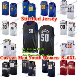 Custom S-6XL 23-24 Season Stitched Basketball Jersey 15 Nikola 27 Jamal 1 Michael Jokic Murray Porter Jr. 50 Aaron 5 Kentavious Gordon Caldwell-Pope Reggie Jackson