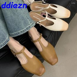 Slippers 2024 Flats Sandals Shoes Women Slides Casual Footwear Fashion T-Strap Ladies Slip On Female Mules