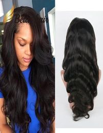 HD Transparent Lace Wig Body Wave Wavy Full Frontal Wigs PrePlucked Bleachable Black with Natural Hairline Bella Hair2060757