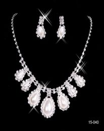 15040 Cheap Womens Bridal Wedding Pageant Rhinestone Necklace Earrings Jewellery Sets for Party Bridal Jewelry7168756