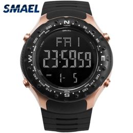 Mens Military Watches 50M Waterproof Relogio SMAEL Black Clocks Big Men Sport 1342 LED Digital Wrsit Watch Wristwatches236C