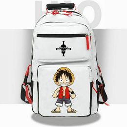 Monkey D Luffy backpack One Piece daypack World Popular school bag Cartoon Print rucksack Casual schoolbag White Black day pack