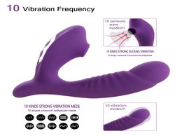 Silicone Vagina Sucking Vibrators 10 Speed Vibrating Oral Suction Magic Wand Clit Stimulator Sex Toys for Woman Masturbation Y03202273047