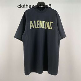 designer T-shirts balenciga Hoodies Men's Sweatshirts The correct version Paris B tape laminated printing round neck washed hole short sleeved T-shirt 24 summer FW7J