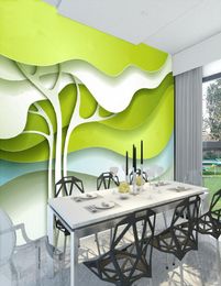 Dropship Custom Any Size 3D Po Wallpaper Modern Design Green Abstract Trees Mural Living Room Bedroom TV Background Wall Paper 8962456