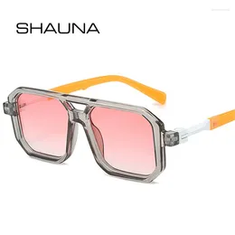 Sunglasses SHAUNA Double Bridges Square Women Fashion Gradient Shades UV400 Retro Polygon Men Sun Glasses