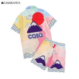 Casablanc Shirt Designer Set Masao San Print Mens Casa Blanca Casual and Short Womens Loose Silk Shirt High Quality Tees Summer Tour Casablancas Tshirt Size y8