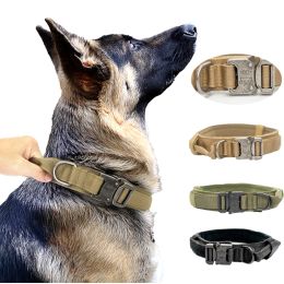 Collars Durable Military Tactical German Shepard Dog Collar Adjustable Nylon Collar for Medium Large Dog Training Hunting Control Handle